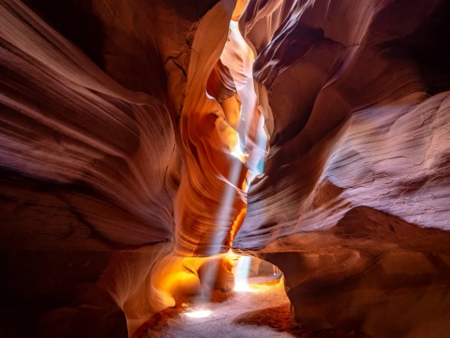 Sculpted sandstone walls inside Lower Antelope Canyon