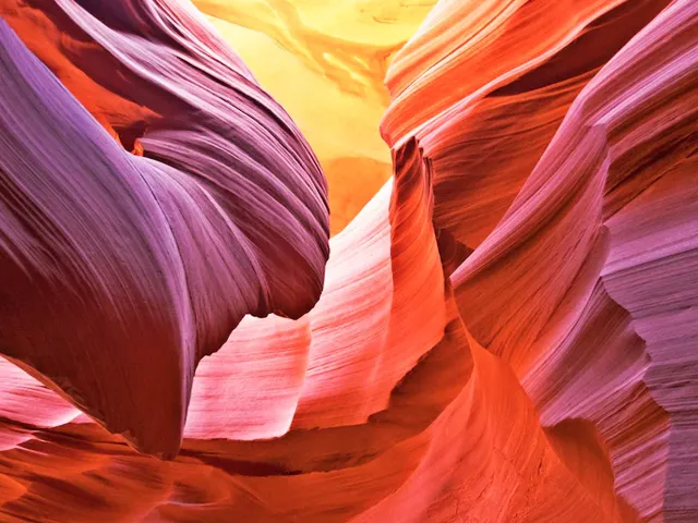 Lower Antelope Canyon with ladders and winding sandstone passages