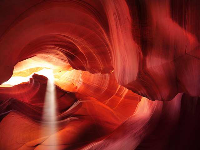 Lower Antelope Canyon hiking route through narrow sandstone walls